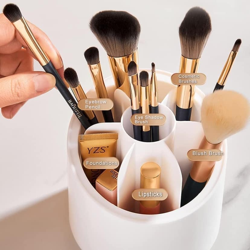 GLOWSERIE Rotatable Makeup Brush Storage Stand with Lid view 3
