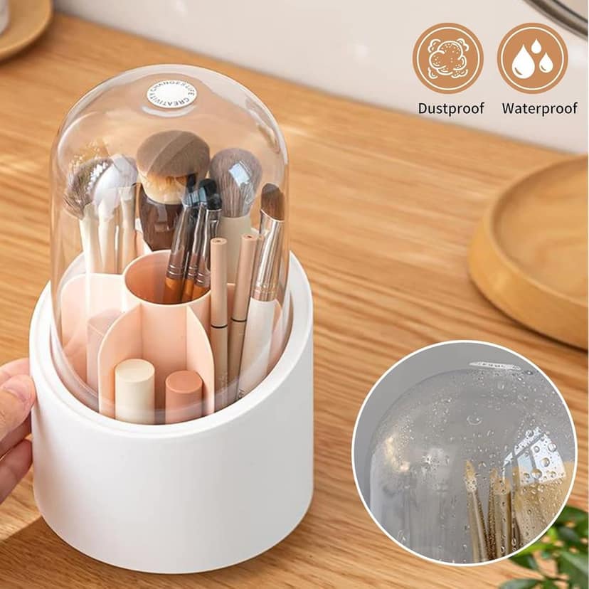 GLOWSERIE Rotatable Makeup Brush Storage Stand with Lid view 7