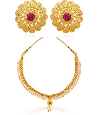 LUV FASHION White Brass Necklace Set ( Pack of 1 )