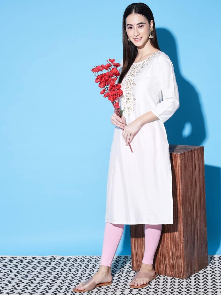 SOFT COLORS Women's Skinny Fit Ethnic Wear Ankle Length Leggings (Baby Pink ) view 6