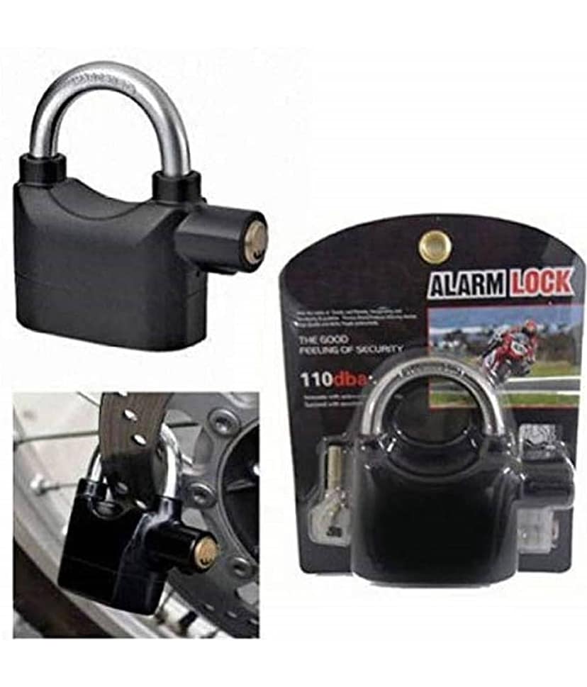 RAMDEV ENTERPRISE Alarm Lock Padlock Anti-Theft Security System Door Motor Bike 110dB with Keys Lock Safety Lock (Black). view 2