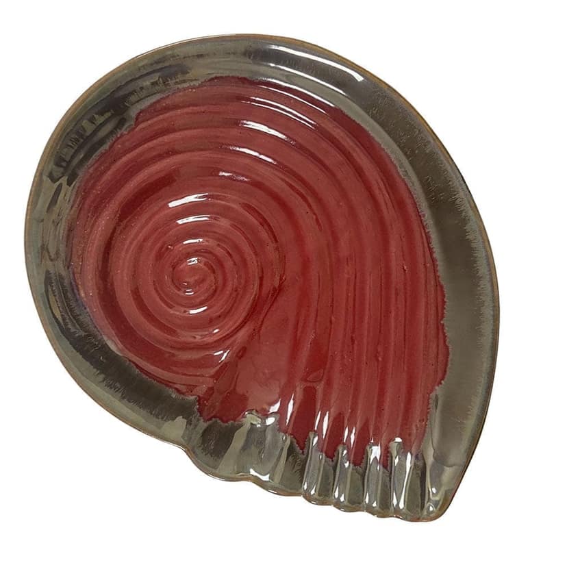 Ceramic Dining Red Sea Shell Glazed Ceramic Serving Platter view 2