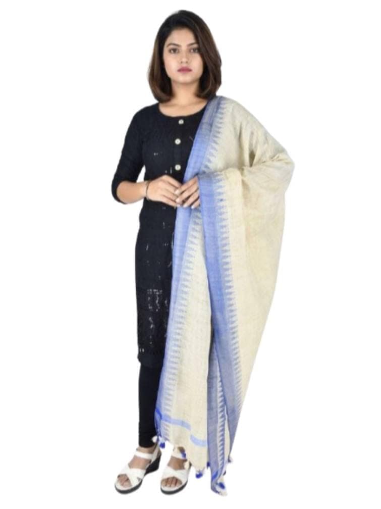Cotton Khadi Dupatta with Temple Weaving Border view 2