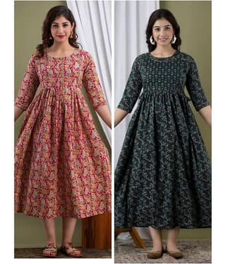 Nevisha Style Multi Color Cotton Maternity Kurta Pack of 2