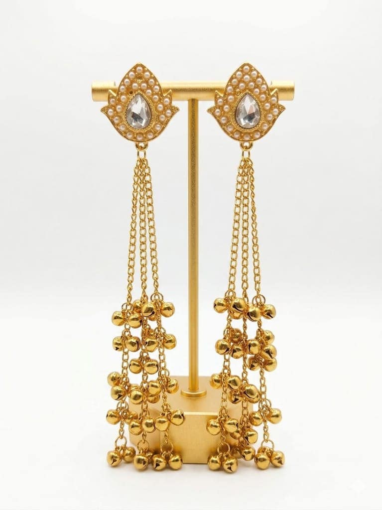Gold Plated - Traditional Jhumka Earrings for Women | Antique Temple Design Long Dangler Earrings view 4