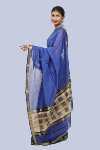 Royal Blue handloom Saree with Tassels