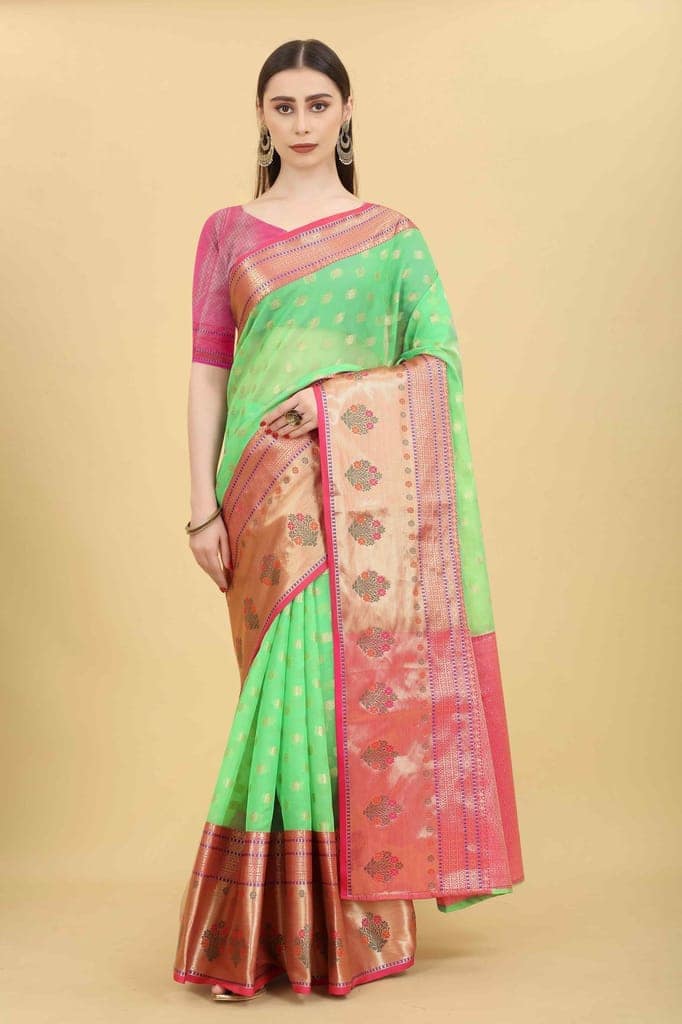 Women's Ethnic Motifs Art Silk Saree With Blouse Piece