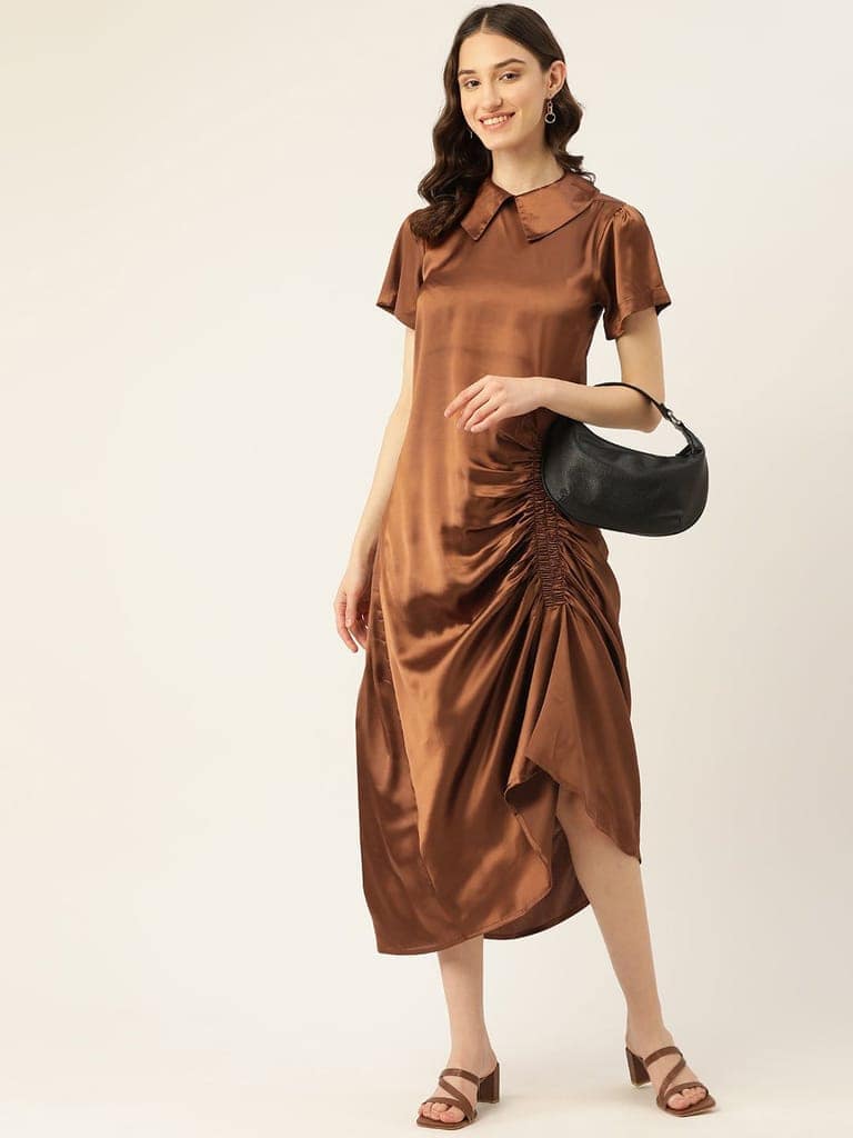 Rue Collection Peter Pan Collar Satin Maxi Dress view 8