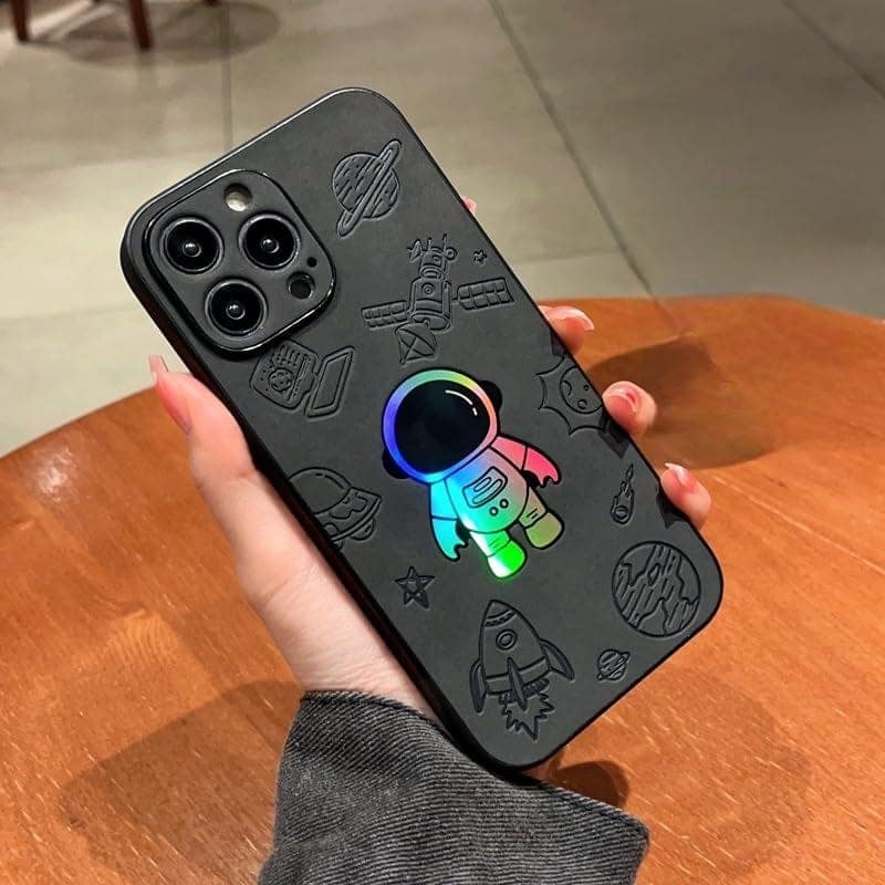 iPhone Case Luxury Cortex TPU Astronaut Phone Case Soft Flexible Durable Shockproof Silicone Case for iPhone 14 Pro and 14 Pro Max Pack of 1. (iPhone 14 Pro Max) Black view 2