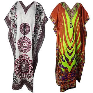 Ukal Combo Pack of 2 Women's Kaftan Dress Cover Up Nightwear Nighty Gown V-Neck Dress