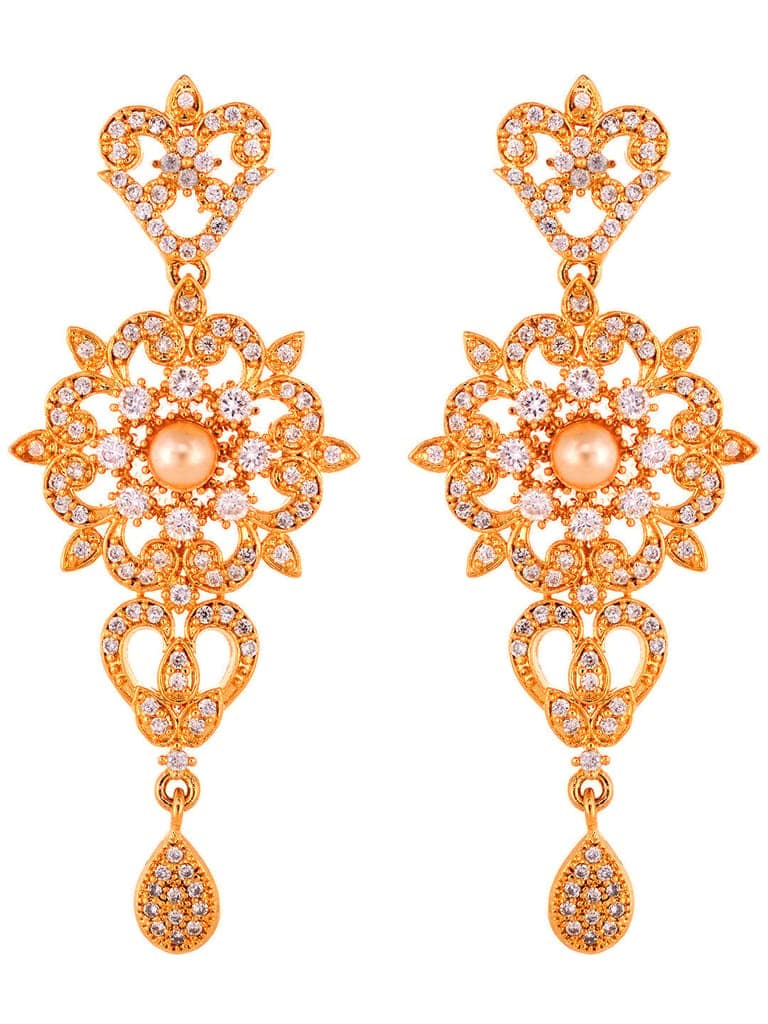 Gold Plated Designer Necklace Gold Pearl drops Earrings Set view 6