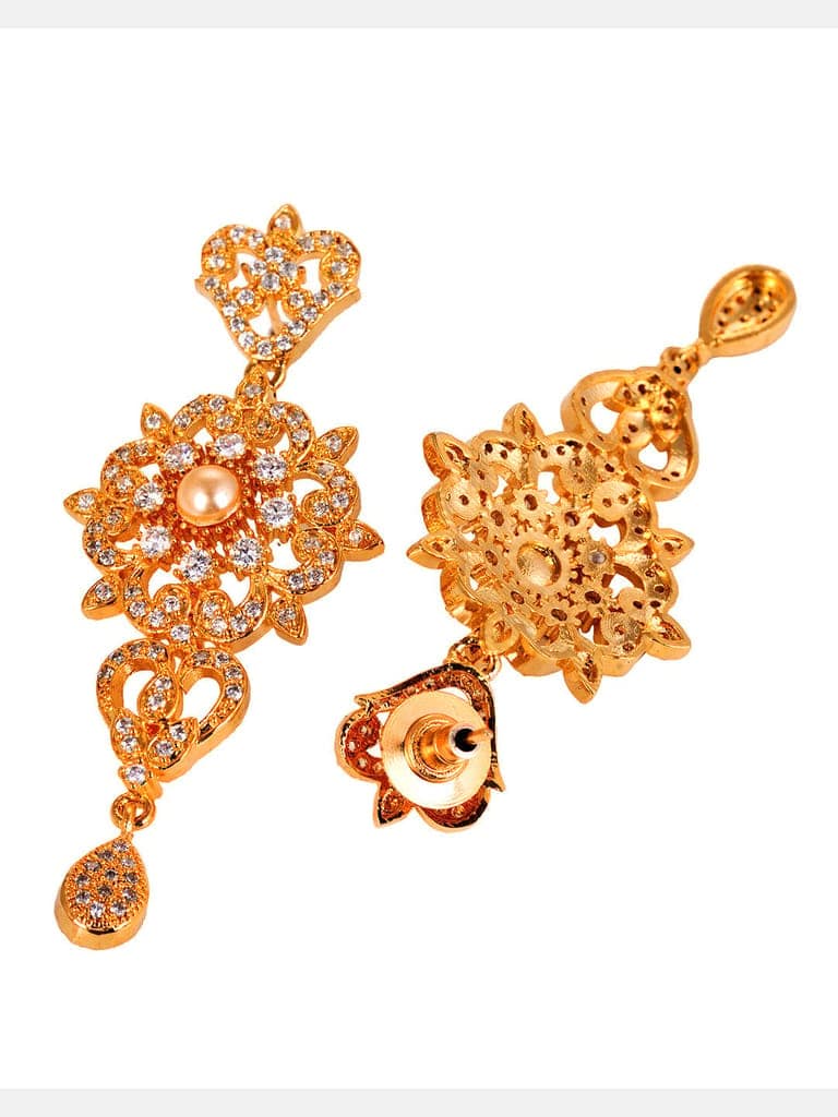 Gold Plated Designer Necklace Gold Pearl drops Earrings Set view 7