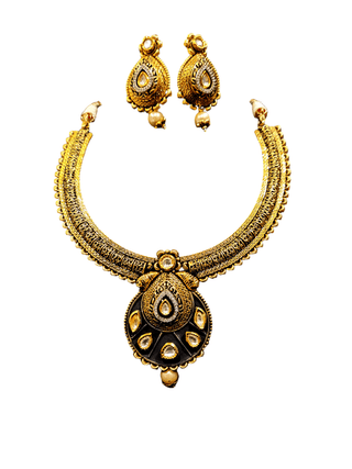 Gold Plated Kundan Pearl Necklace Set