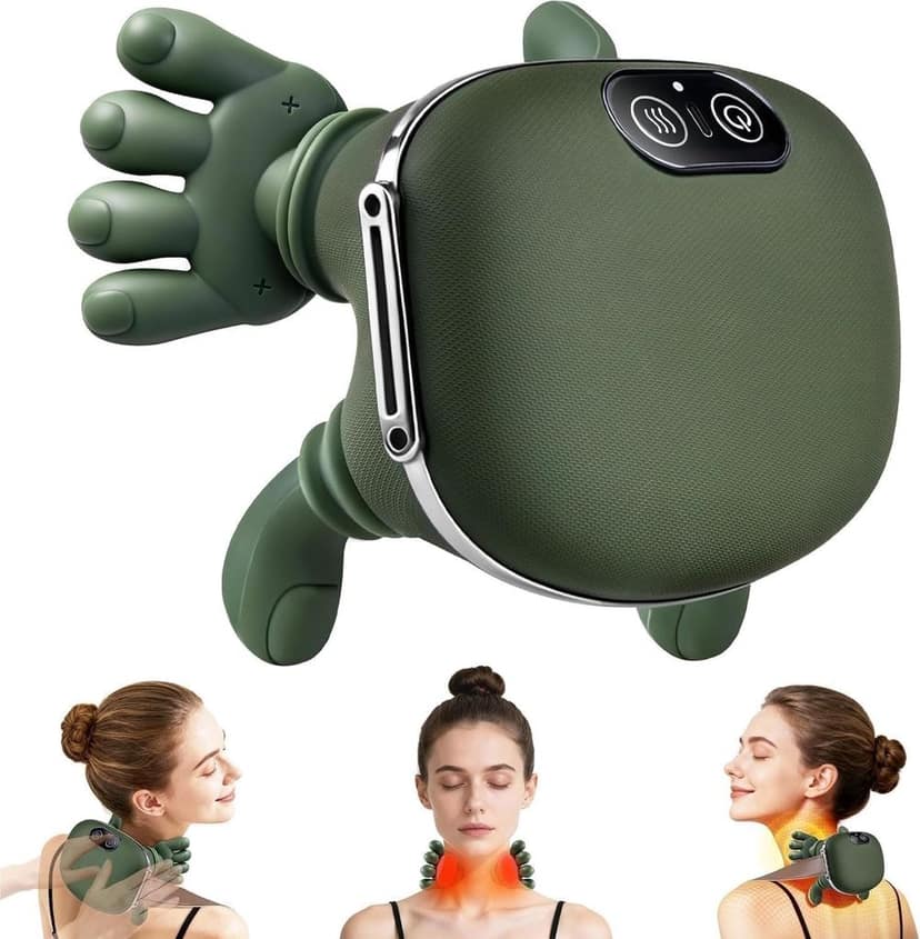 Electric Shoulder and Neck Massager, Neck Massager for Pain Relief Deep Tissue with Two-Speed Temperature Adjustment Dual-Zone Heat, Back and Leg Massagers with Simulation Palm, Type-C Fast Charging, Useful Gift