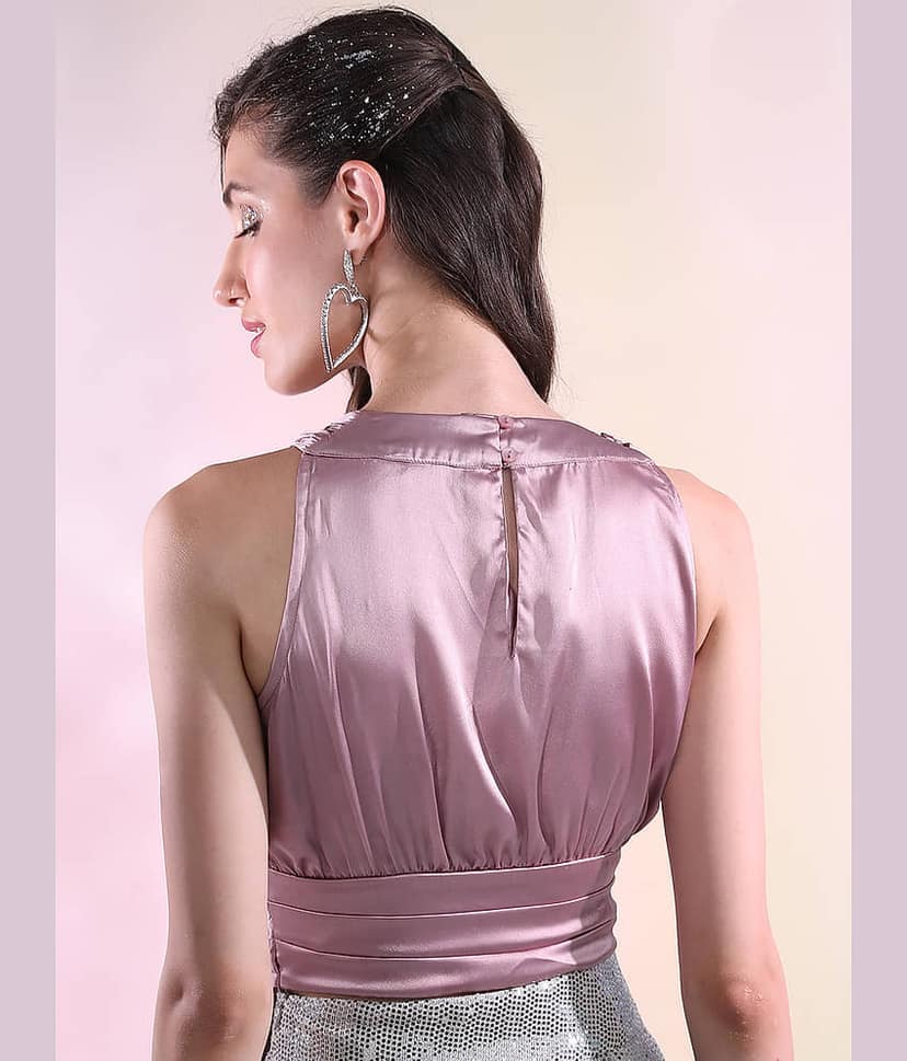 Tokyo Talkies Women's Polyester Crop Top ( Purple ) view 3