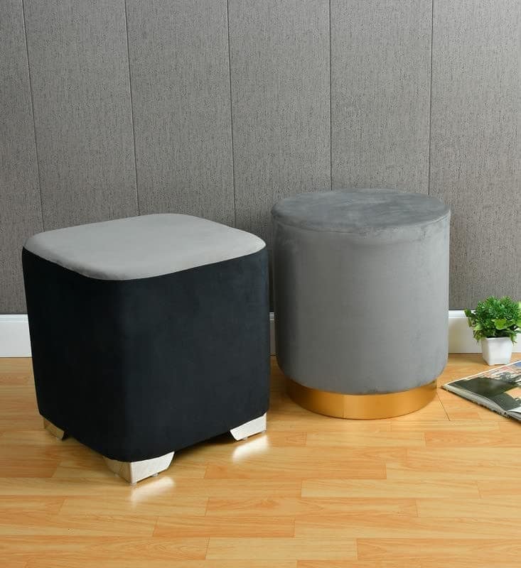 ShadowKart Ottoman Pouffes Sitting Stool for Living Room Furniture Wooden Footstools Puff Mudda Footrest Pouff for Office Home Decor, Combo
