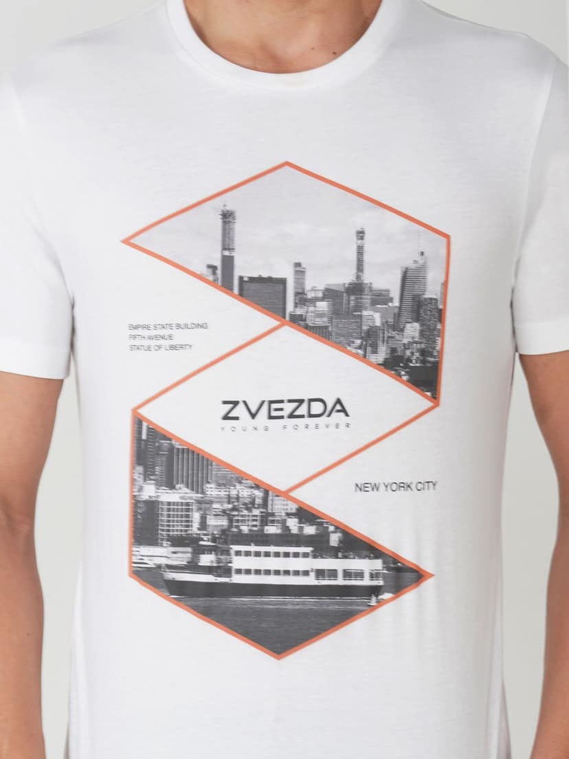 Men’s Pure Cotton Graphic T-Shirt-White view 4