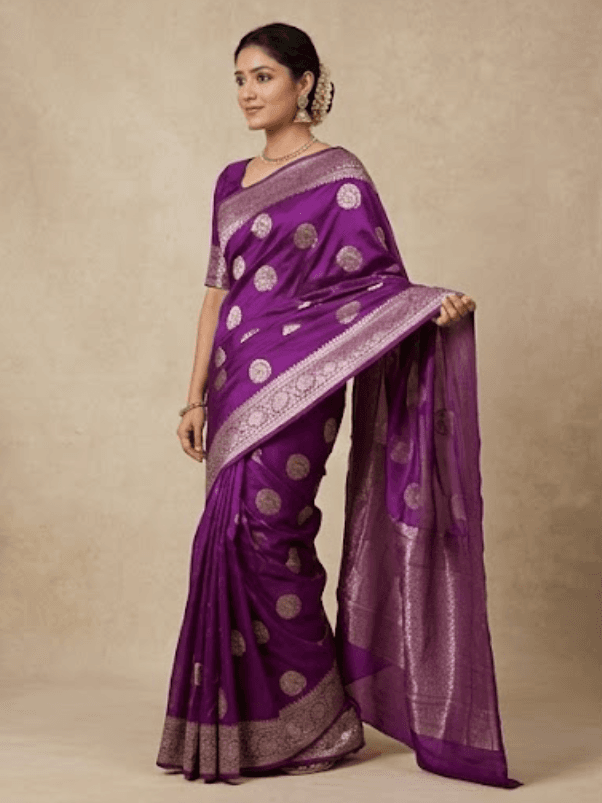 Maroon Traditional Saree for Women and Ethnic Wear view 3