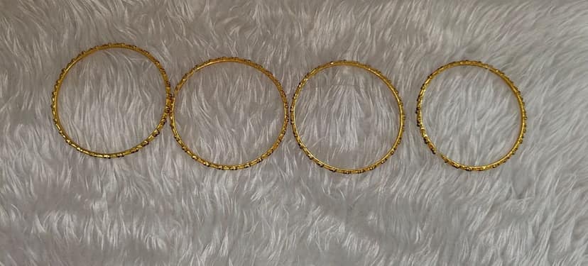 Gold Plated Bangle Set with Red Stones view 4