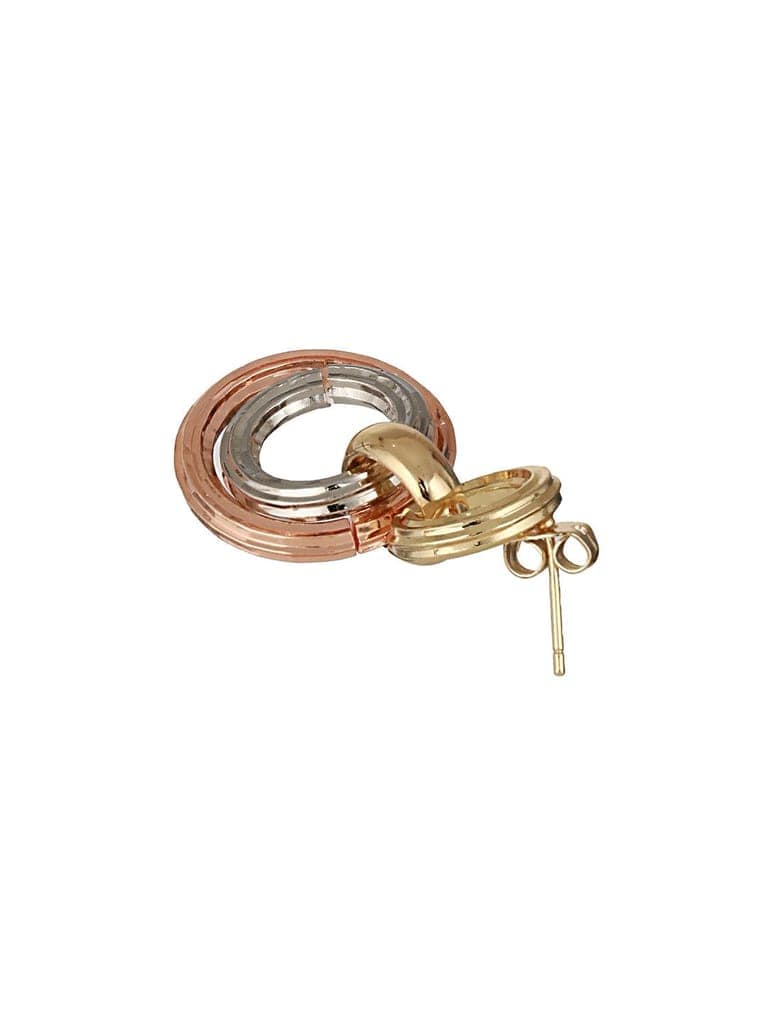 Anti-Tarnish Rose Gold 3 Toned Circular Hoops Drop Earrings view 6