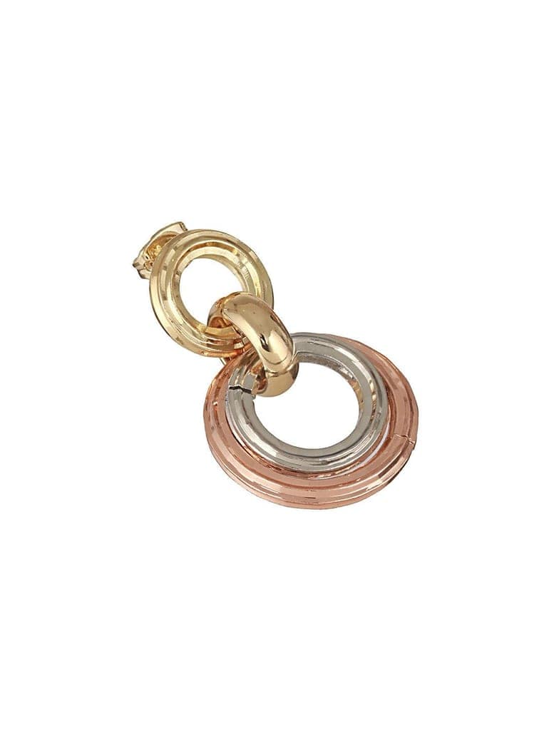 Anti-Tarnish Rose Gold 3 Toned Circular Hoops Drop Earrings view 7