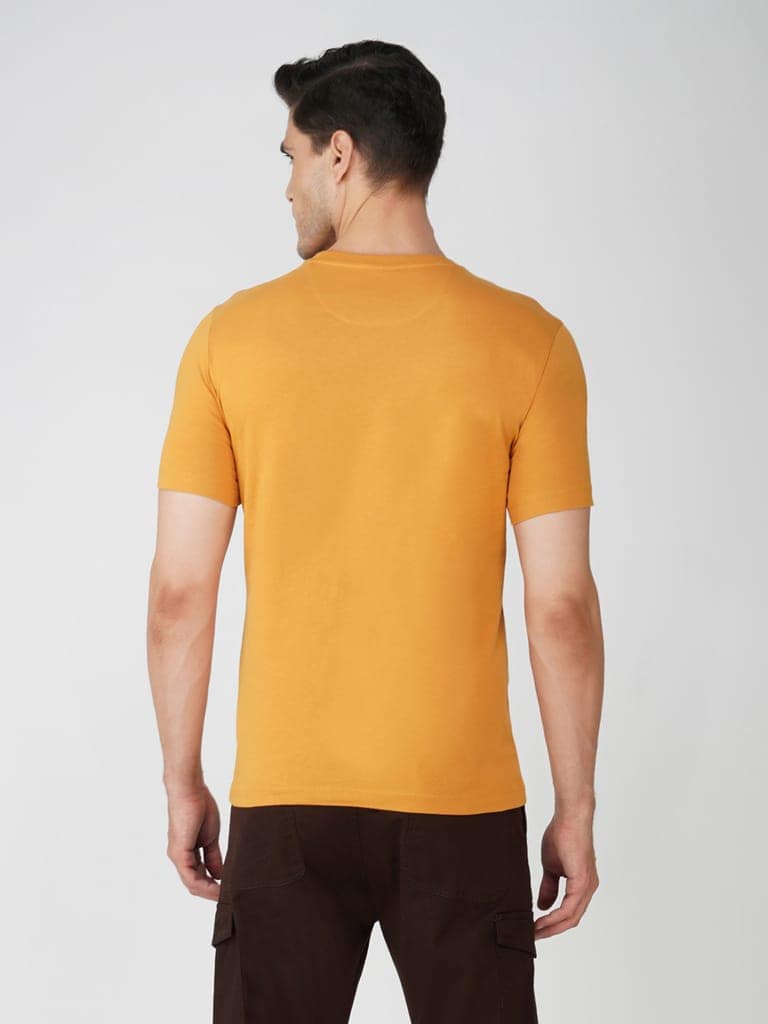 Men’s Casual Graphic Print Cotton Tee-Golden view 2