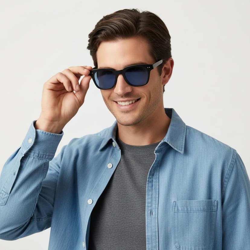 Black Rectangular eyeglasses for men and women LKS1001-BLU view 2