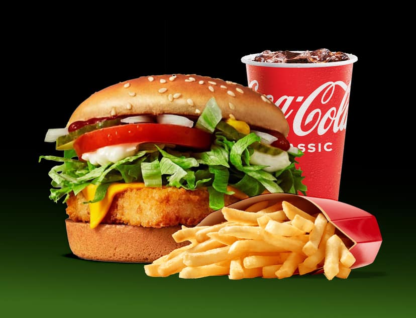 Spicy paneer burger meal