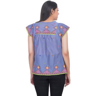 Cotton Printed Top (Blue) (32) view 2