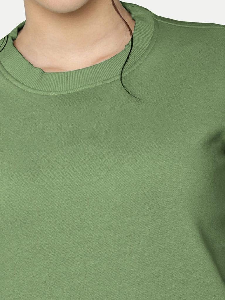 Women Solid Olive Pullover view 4