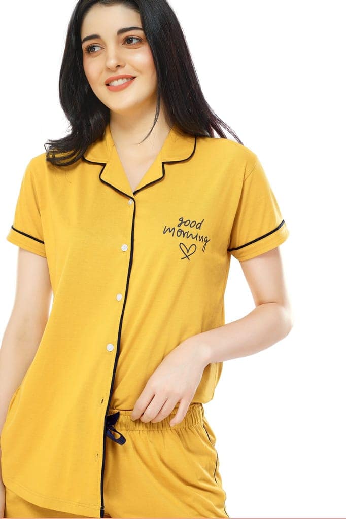 ZEYO Women's Cotton Blue Solid Stylish Night suit set view 2