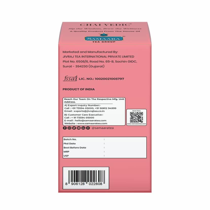 Chai Vedic Hibiscus Ashwagandha Rebloom Herbal Infusion Tea with Cinnamon, Ginger and Apple Flavour view 3