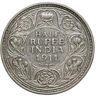 Half Rupee 1911 British India King George Coin