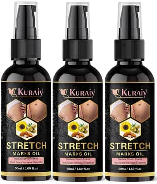 Kuraiy Natural Stretch Oil with Coconut, Olive & Jojoba Oils, For Scars & Stretchmark Oil