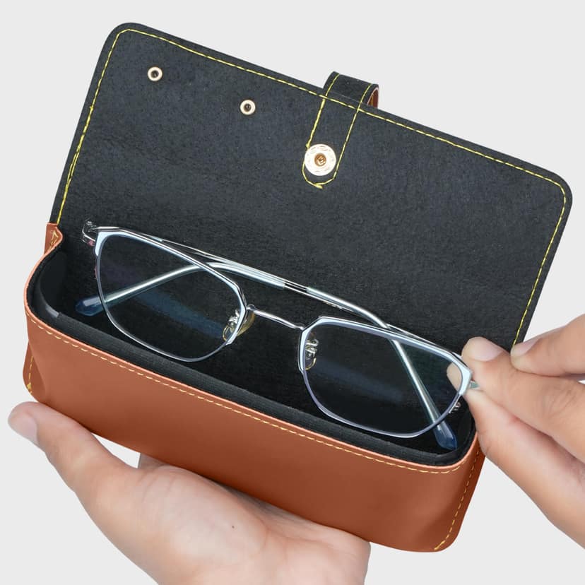 The Wallet Store Leather Eyewear Case for Men & Women Specs Cover - Tan view 2