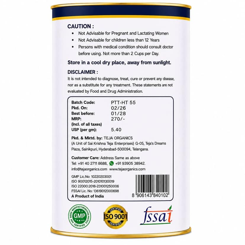Pancha Tulasi Tea 50 gm | Blend of 5 Varieties of Tulasi | Caffeine Free | Supports Immunity Respiratory Wellness Stress Relief view 2