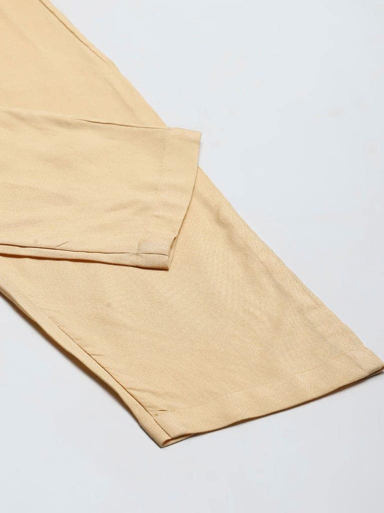 Rayon Solid Women's Pants - Beige view 2