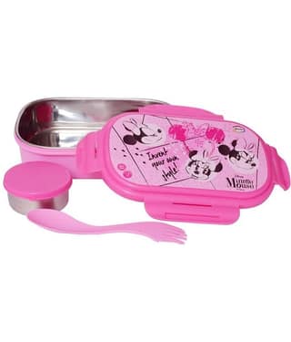 Gluman - Disney Minnie Character Snappy Stainless Steel School Lunch Boxes 2 - Container ( Pack of 1 )