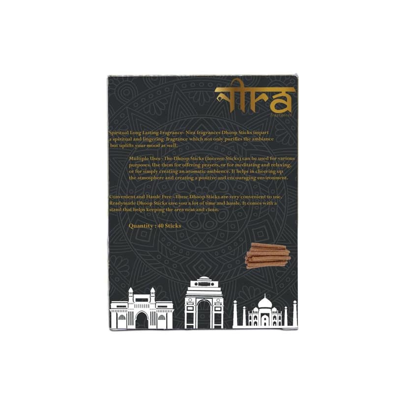 NIRA Fragrances Natural & Organic HavenLong Lasting Fragrance Cow Dung Dhoop Sticks for Pooja 40 Pices Bambooless charcoal free Incense Sticks for Ideal for Prayers Free Dhup Stick Stand view 2