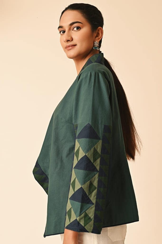 Rishta Handkerchief Hem Green Ralli Jacket view 5
