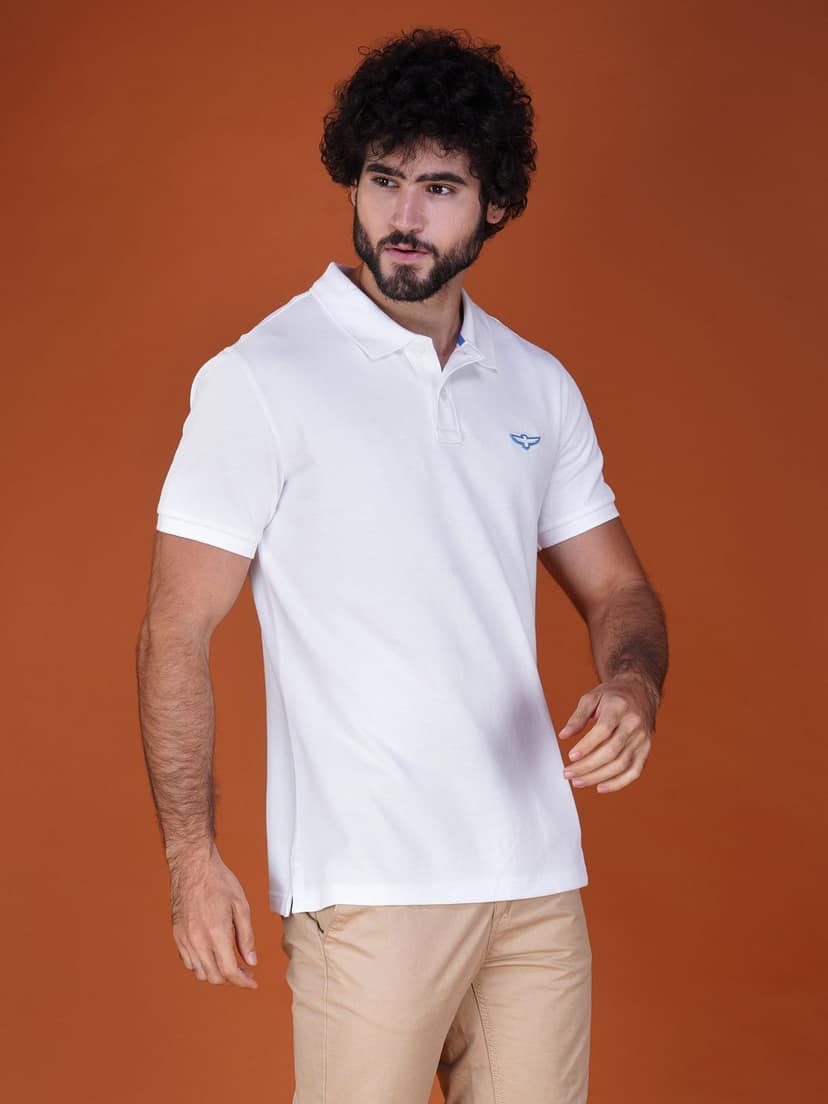 Solid Polo Shirt - White view 4
