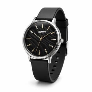 ROAVÉ Quartz Round Silicone Band Casual Analog Watch For Women With Buckle Clasp - Black