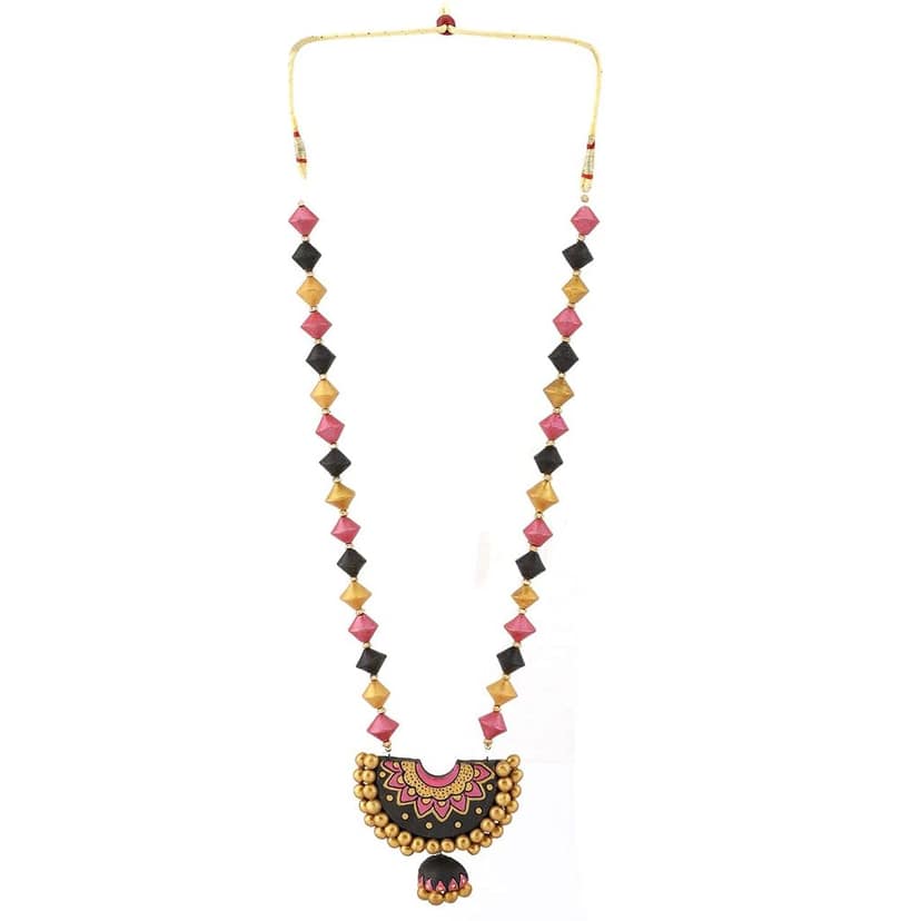 Le bijouxistic Ekam EK traditional temple design terracotta necklace set with earring combo(set of two necklaces) got women and girls for casual and formal wear view 2