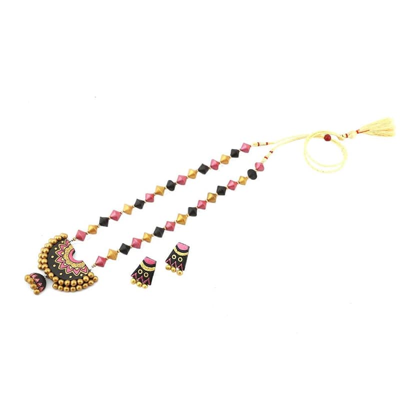 Le bijouxistic Ekam EK traditional temple design terracotta necklace set with earring combo(set of two necklaces) got women and girls for casual and formal wear view 5