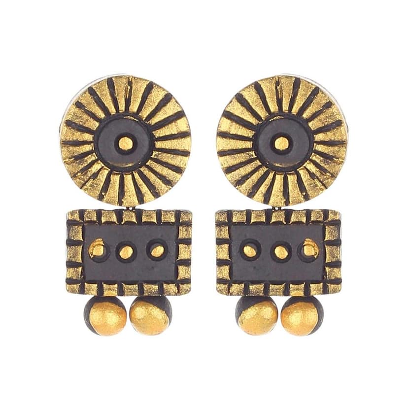 Le bijouxistic Ekam EK traditional temple design terracotta necklace set with earring combo(set of two necklaces) got women and girls for casual and formal wear view 8