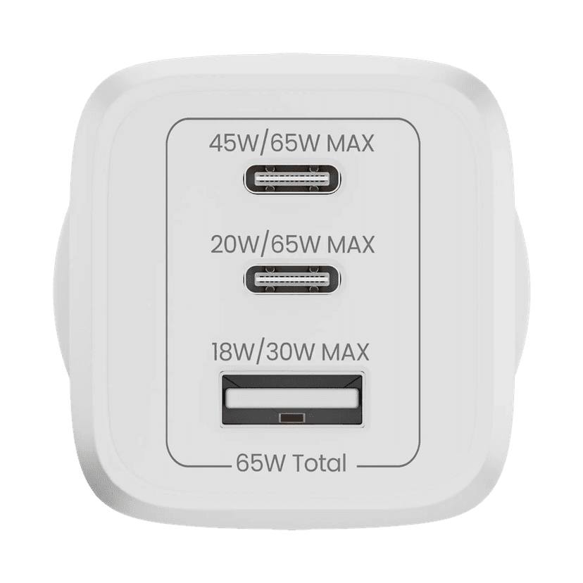 Hammer Gan Charger 65W 2 Type C & 1 USB Port Fast Charger view 2