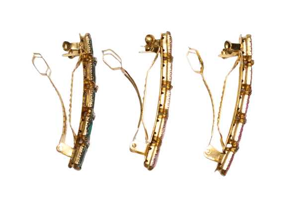 Elegant Rectangular Stone Hair Clips – Set of 3 view 3