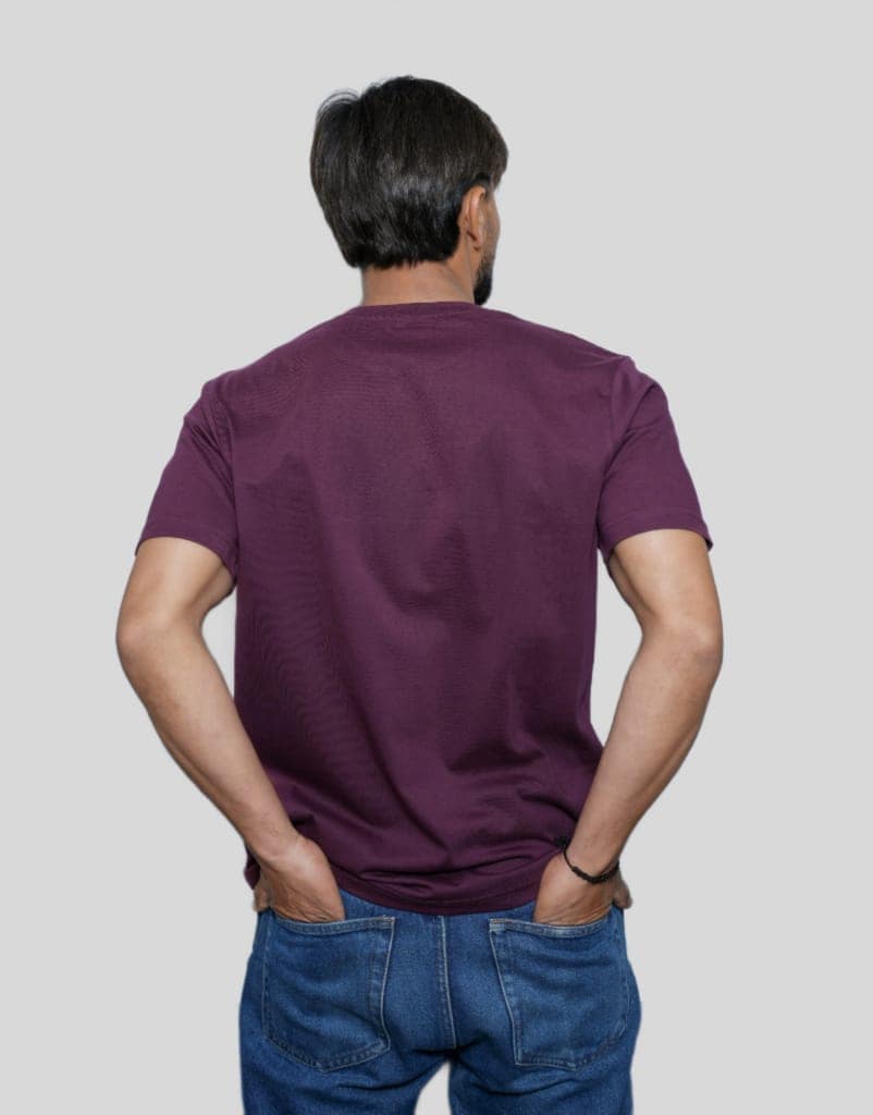 Premium Cotton Men's Classic Series Round Neck Half Sleeve T-Shirt by Rori | Solid Color | Made in India view 5