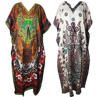Ukal Combo Pack of 2 Women's Kaftan Dress Cover Up Nightwear Nighty Gown V-Neck Dress