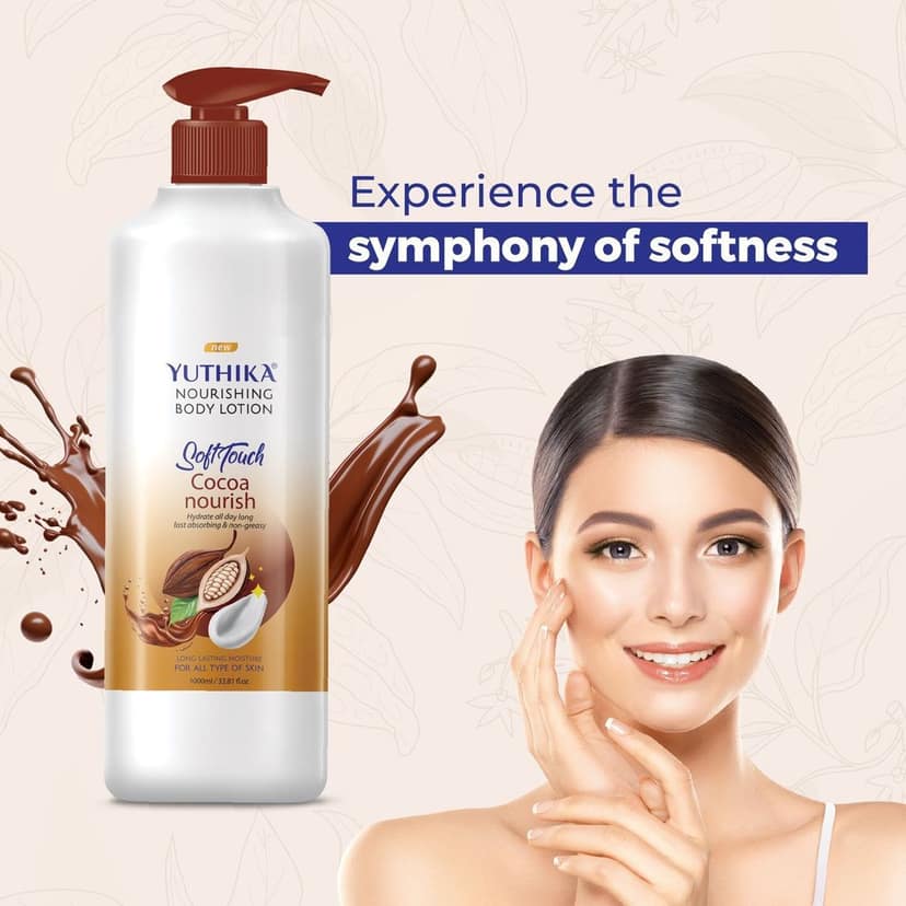 Yuthika Cocoa Nourish Body Lotion 1000ml, Soft Touch Cocoa Body Lotion for Long Lasting Moisture & Soothing Skin view 7